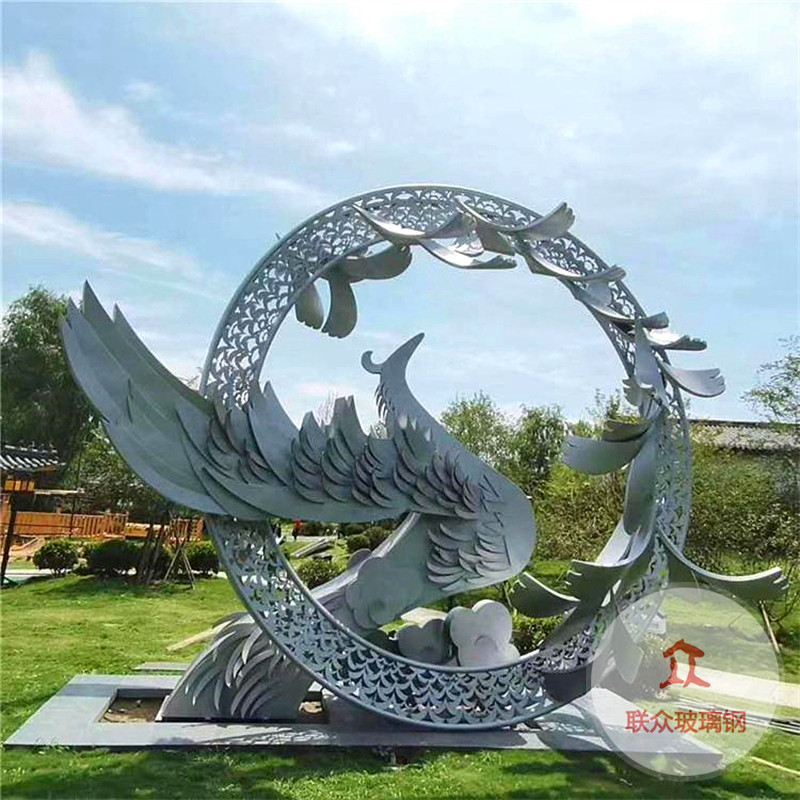 大型不銹鋼校園騰飛雕塑定制園林廣場(chǎng)地標(biāo)景觀售樓部金屬白鋼擺件