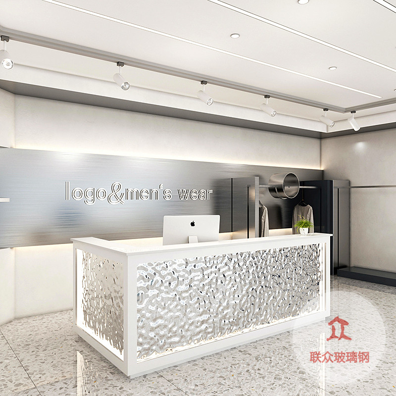 玻璃鋼前臺接待臺可定制簡約現(xiàn)代公司異形收銀臺創(chuàng)意服務烤漆吧臺