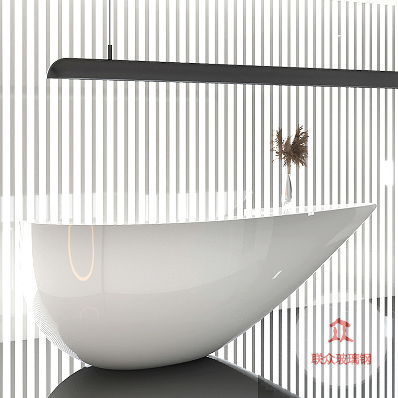 現(xiàn)代簡約玻璃鋼吧臺酒吧公司美容院接待臺定制異性波浪弧形大吧臺