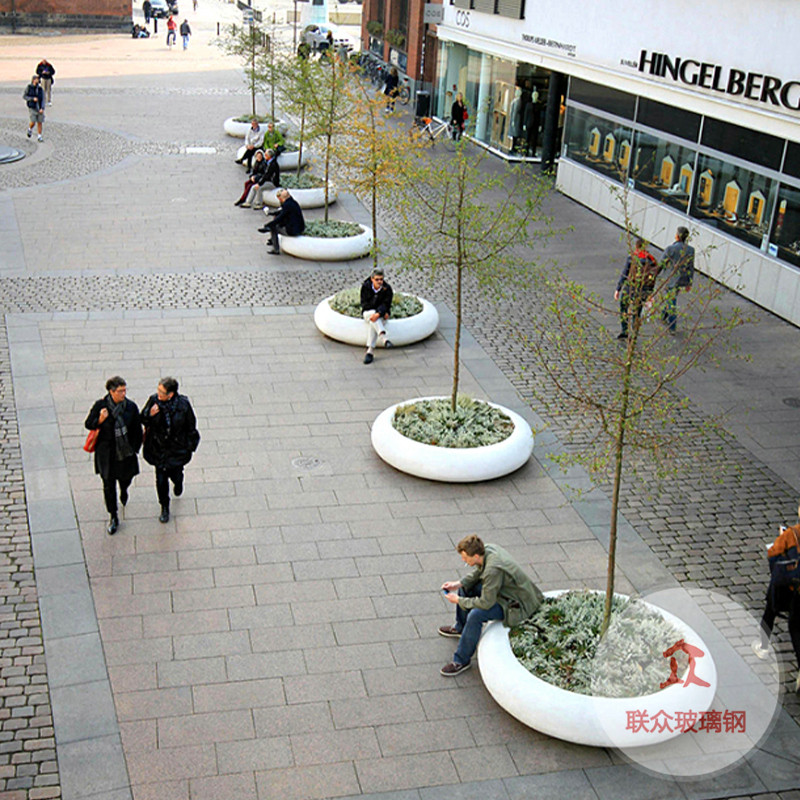 玻璃鋼樹池坐凳異形戶外園林景觀公園座椅廣場種植大花槽美陳廠家